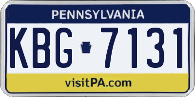 PA license plate KBG7131
