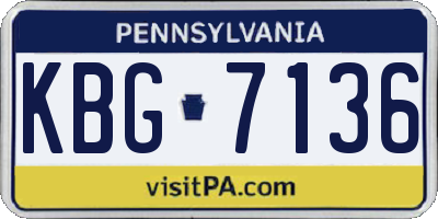 PA license plate KBG7136