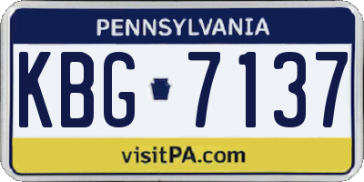 PA license plate KBG7137