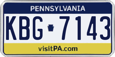 PA license plate KBG7143