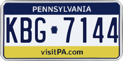 PA license plate KBG7144