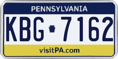 PA license plate KBG7162