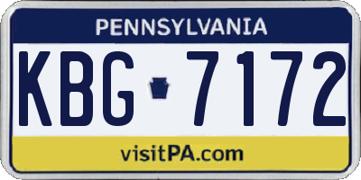 PA license plate KBG7172