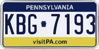 PA license plate KBG7193
