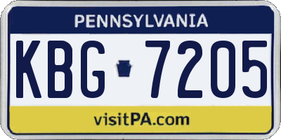 PA license plate KBG7205
