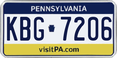 PA license plate KBG7206