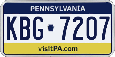 PA license plate KBG7207