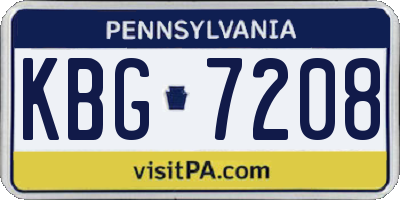 PA license plate KBG7208