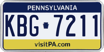 PA license plate KBG7211