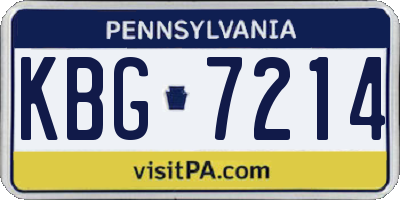 PA license plate KBG7214