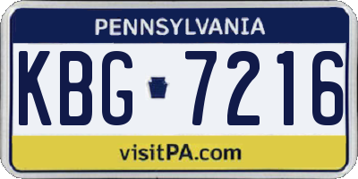 PA license plate KBG7216