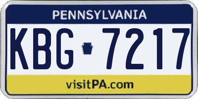 PA license plate KBG7217