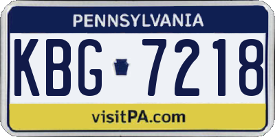 PA license plate KBG7218