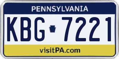 PA license plate KBG7221