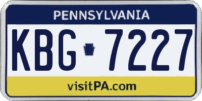 PA license plate KBG7227