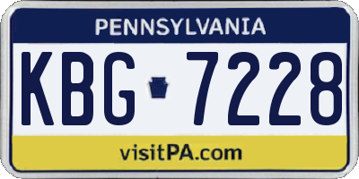 PA license plate KBG7228