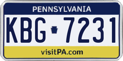 PA license plate KBG7231