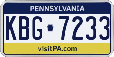 PA license plate KBG7233