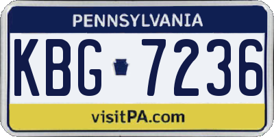 PA license plate KBG7236