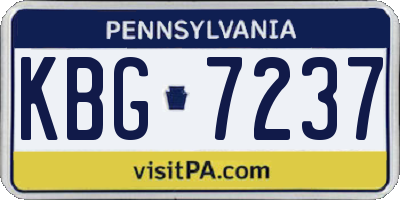 PA license plate KBG7237