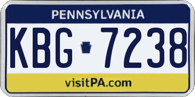 PA license plate KBG7238
