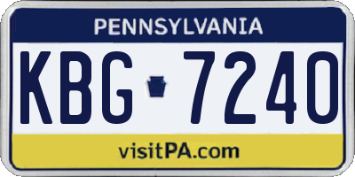 PA license plate KBG7240
