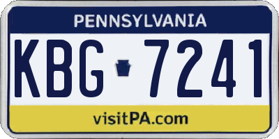 PA license plate KBG7241