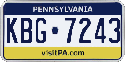 PA license plate KBG7243