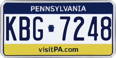 PA license plate KBG7248