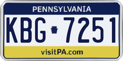 PA license plate KBG7251