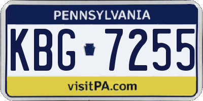 PA license plate KBG7255