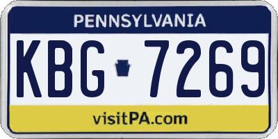 PA license plate KBG7269