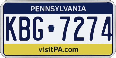 PA license plate KBG7274
