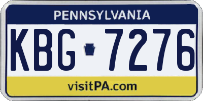 PA license plate KBG7276