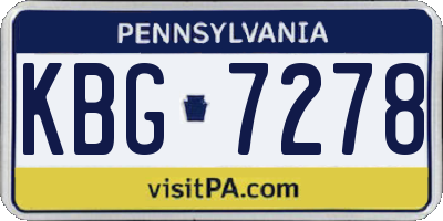 PA license plate KBG7278