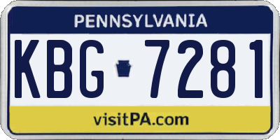 PA license plate KBG7281