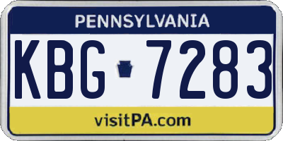 PA license plate KBG7283