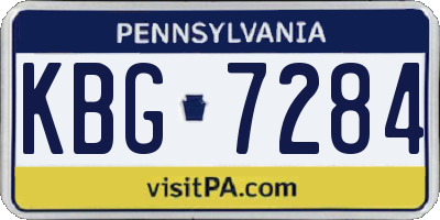 PA license plate KBG7284