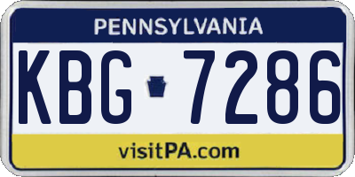 PA license plate KBG7286