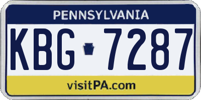 PA license plate KBG7287