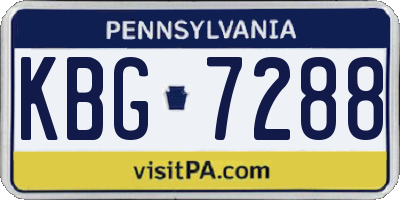 PA license plate KBG7288