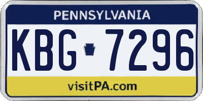PA license plate KBG7296