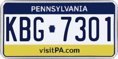PA license plate KBG7301