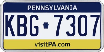 PA license plate KBG7307