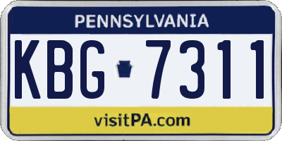 PA license plate KBG7311