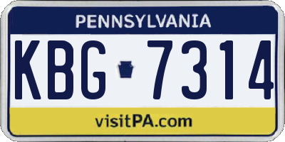 PA license plate KBG7314