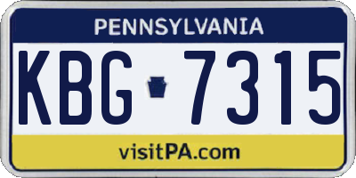 PA license plate KBG7315