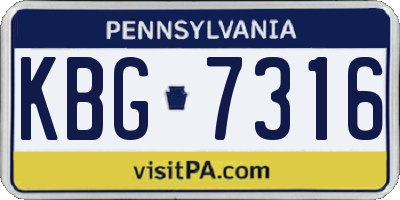 PA license plate KBG7316