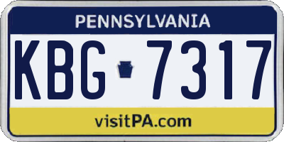 PA license plate KBG7317