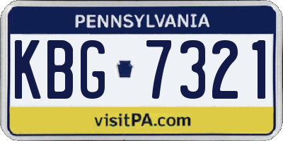PA license plate KBG7321